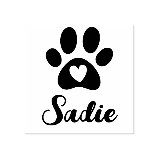 Paw met Heart en Eigen Gezelschapsnaam Sadie Rubberstempel (Afrduk)