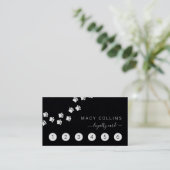 Paw path white on black dog groomer loyalty card visitekaartje (Staand voorkant)