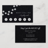 Paw path white on black dog groomer loyalty card visitekaartje (Voorkant / Achterkant)