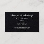 Paw path white on black dog groomer loyalty card visitekaartje (Achterkant)