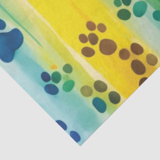 Paw patroon op pastel kleuren tissuepapier (Detail)