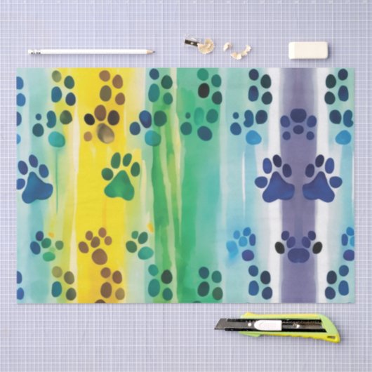 Paw patroon op pastel kleuren tissuepapier (Craft)