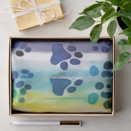 Paw patroon op pastel kleuren tissuepapier (Geschenk)