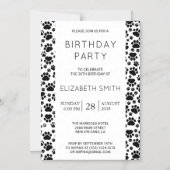 Paw Pattern, Dog Paws, Black and White, Birthday Magnetische Uitnodiging (Voorkant)