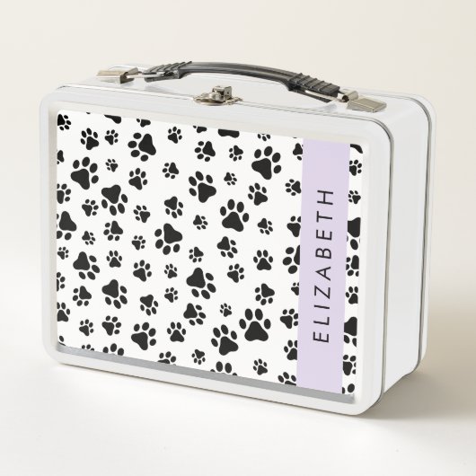 Paw Pattern, Dog Paws, Black and White, Jouw naam (Voorkant)