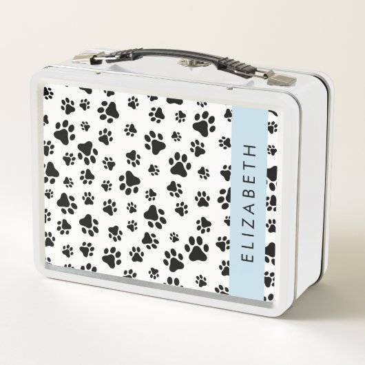 Paw Pattern, Dog Paws, Black and White, Jouw naam (Achterkant)