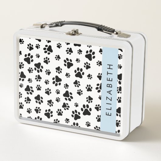 Paw Pattern, Dog Paws, Black and White, Jouw naam (Voorkant)
