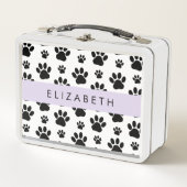 Paw Pattern, Dog Paws, Black and White, Jouw naam (Voorkant)