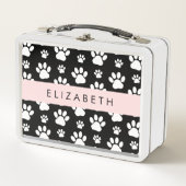 Paw Pattern, Dog Paws, Black and White, Jouw naam (Voorkant)