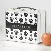 Paw Pattern, Dog Paws, Black and White, Jouw naam (In situ)