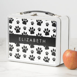 Paw Pattern, Dog Paws, Black and White, Jouw naam