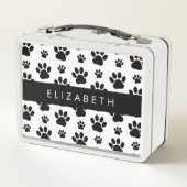 Paw Pattern, Dog Paws, Black and White, Jouw naam (Achterkant)