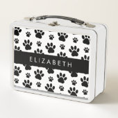Paw Pattern, Dog Paws, Black and White, Jouw naam (Voorkant)