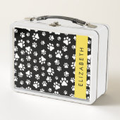 Paw Pattern, Dog Paws, Black and White, Jouw naam (Voorkant)