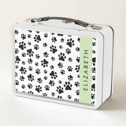 Paw Pattern, Dog Paws, Black and White, Jouw naam (Achterkant)