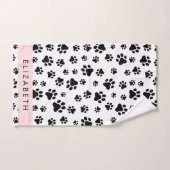 Paw Pattern, Dog Paws, Black and White, Jouw naam Bad Handdoek (Handdoek)