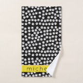 Paw Pattern, Dog Paws, Black and White, Jouw naam Bad Handdoek (Handdoek)