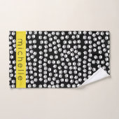 Paw Pattern, Dog Paws, Black and White, Jouw naam Bad Handdoek (Handdoek)