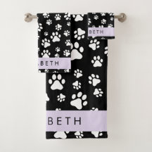 Paw Pattern, Dog Paws, Black and White, Jouw naam