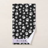 Paw Pattern, Dog Paws, Black and White, Jouw naam Bad Handdoek (Handdoek)