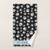 Paw Pattern, Dog Paws, Black and White, Jouw naam Bad Handdoek (Handdoek)