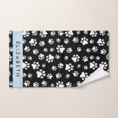 Paw Pattern, Dog Paws, Black and White, Jouw naam Bad Handdoek (Handdoek)