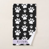 Paw Pattern, Dog Paws, Black and White, Jouw naam Bad Handdoek (Handdoek)