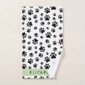 Paw Pattern, Dog Paws, Black and White, Jouw naam Bad Handdoek (Handdoek)