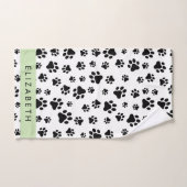 Paw Pattern, Dog Paws, Black and White, Jouw naam Bad Handdoek (Handdoek)