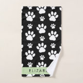 Paw Pattern, Dog Paws, Black and White, Jouw naam Bad Handdoek (Handdoek)