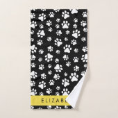 Paw Pattern, Dog Paws, Black and White, Jouw naam Bad Handdoek (Handdoek)
