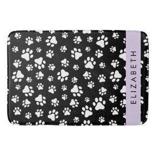 Paw Pattern, Dog Paws, Black and White, Jouw naam Badmat
