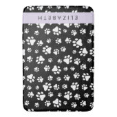 Paw Pattern, Dog Paws, Black and White, Jouw naam Badmat (Voorkant Verticaal)