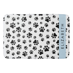 Paw Pattern, Dog Paws, Black and White, Jouw naam Badmat