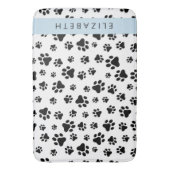 Paw Pattern, Dog Paws, Black and White, Jouw naam Badmat (Voorkant Verticaal)