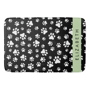 Paw Pattern, Dog Paws, Black and White, Jouw naam Badmat
