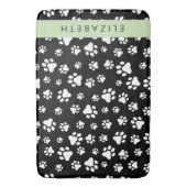 Paw Pattern, Dog Paws, Black and White, Jouw naam Badmat (Voorkant Verticaal)