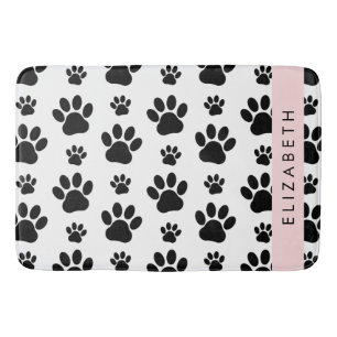 Paw Pattern, Dog Paws, Black and White, Jouw naam Badmat