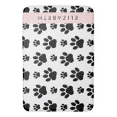 Paw Pattern, Dog Paws, Black and White, Jouw naam Badmat (Voorkant Verticaal)