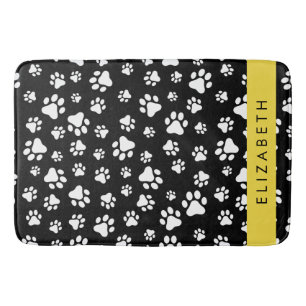 Paw Pattern, Dog Paws, Black and White, Jouw naam Badmat
