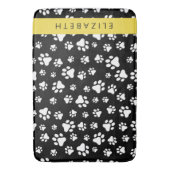 Paw Pattern, Dog Paws, Black and White, Jouw naam Badmat (Voorkant Verticaal)
