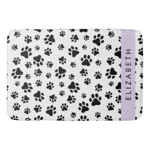 Paw Pattern, Dog Paws, Black and White, Jouw naam Badmat