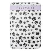 Paw Pattern, Dog Paws, Black and White, Jouw naam Badmat (Voorkant Verticaal)