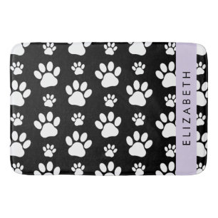 Paw Pattern, Dog Paws, Black and White, Jouw naam Badmat
