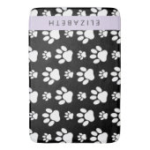 Paw Pattern, Dog Paws, Black and White, Jouw naam Badmat (Voorkant Verticaal)