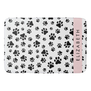 Paw Pattern, Dog Paws, Black and White, Jouw naam Badmat