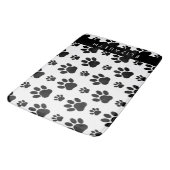 Paw Pattern, Dog Paws, Black and White, Jouw naam Badmat (Gekanteld)
