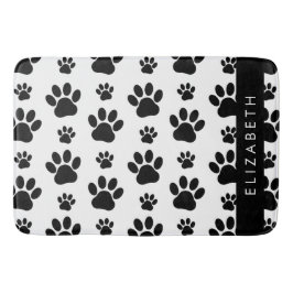 Paw Pattern, Dog Paws, Black and White, Jouw naam Badmat