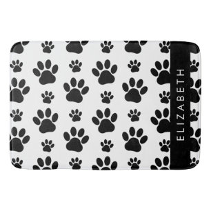 Paw Pattern, Dog Paws, Black and White, Jouw naam Badmat