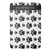 Paw Pattern, Dog Paws, Black and White, Jouw naam Badmat (Voorkant Verticaal)